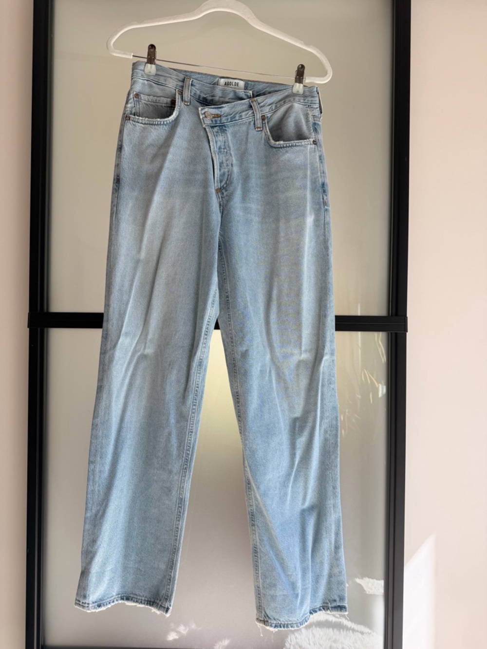AGOLDE High Rise Straight Leg Jeans Light Wash Button Fly Size 26